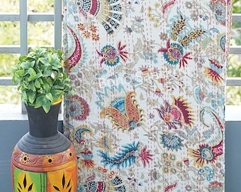 Edredones indios con decoración bohemia, colchas de algodón, colchas con costuras hippies, colchas bohemias con flores, colchas hechas a mano