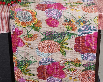 Indian kantha Quilt Handmade Kantha Throw, Indian Quilts, Cotton Kantha, bohemian quilt, Indian Kantha, Boho Quilt, kantha