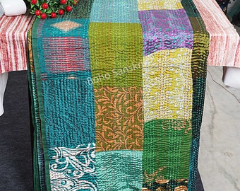 ヴィンテージハンドメイドパッチワークキルト、インドのボヘミアン