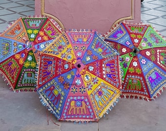 5 Pcs Mix Lot Indian Wedding Elephant Umbrella Handmade Umbrella Decorations Parasols Cotton Umbrellas