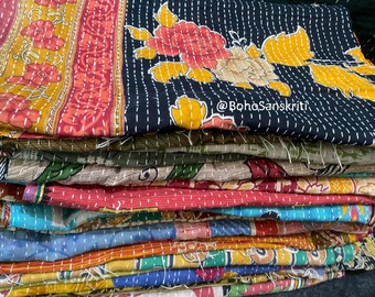Wholesale Vintage Kantha Scarf Lot, Reversible Bohemian Cotton Bandana