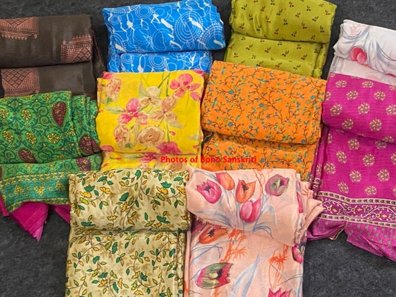 Wholesale Lot Sari Silk Fabric, Art Silk Sari Fabric for Silk Saree or  Upcycling Sari Making Dresses Events , Weddings , Parties Dress -   Finland