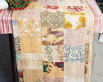 Bohemian Patchwork Kantha Quilt: Vintage Handmade Bedspread