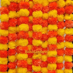 Indian Artificial Decorative Marigold Flower Garland Strings for Christmas Wedding Party Decoration Strings