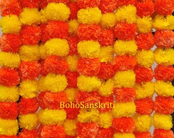 Indian Artificial Decorative Marigold Flower Garland Strings for Christmas Wedding Party Decoration Strings