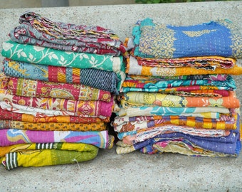 Wholesale Lot 5 Pc Vintage Kantha Quilt Indian Quilt Kantha Handmade Throw Blanket Antique Kantha Twin Bedspread Bedding, Boho Kantha Quilts