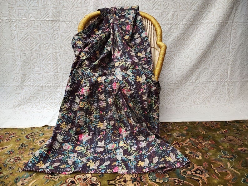 100 Soft Cotton Kantha Quilt King Size Kantha Quilt Etsy