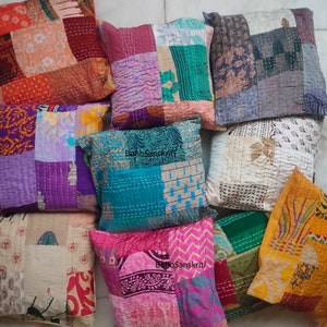 Bohemian Indian Silk Patchwork Kantha Quilt Boho Throw Blanket Bedspread Quilting Bedding Hippie Comforter Queen Handmade Quilts Vintage image 10