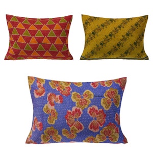 Sale On Handmade Kantha Cushion Cover Vintage Pillow Case Multi Color Assorted Indian Home Decor Pillow Cover 16X24 Best Christmas Gift