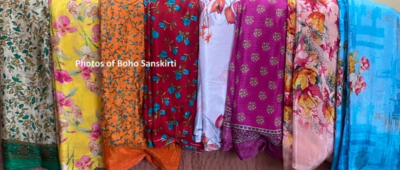 Vintage Sari Recycled Sari Fabric Art Silk Indian Sari Women Sari Vintage Sari  Fabric Used Sari Used Saree Sari Silk Fabric Fabric 