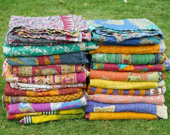 Große Menge indischer Vintage Kantha Quilt Handgemachte Überwurf Wendedecke Tagesdecke Baumwollstoff Boho quilt