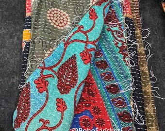 Kantha Scarf Lot, Reversible Floral Print Cotton Shawls, Boho Accessories