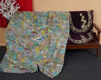 Indian Kantha Quilt Handmade  Block Print Kantha Throw Indian Blanket  Bedspread Kantha Bed Cover Bohemian Quilt king Size Quilt