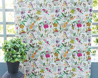 Large Selection : Cotton Kantha Indian Quilts Throw Bedspread Handmade Bedding Blanket Hippie Twin Size Floral Coverlets Boho Hand Quilts