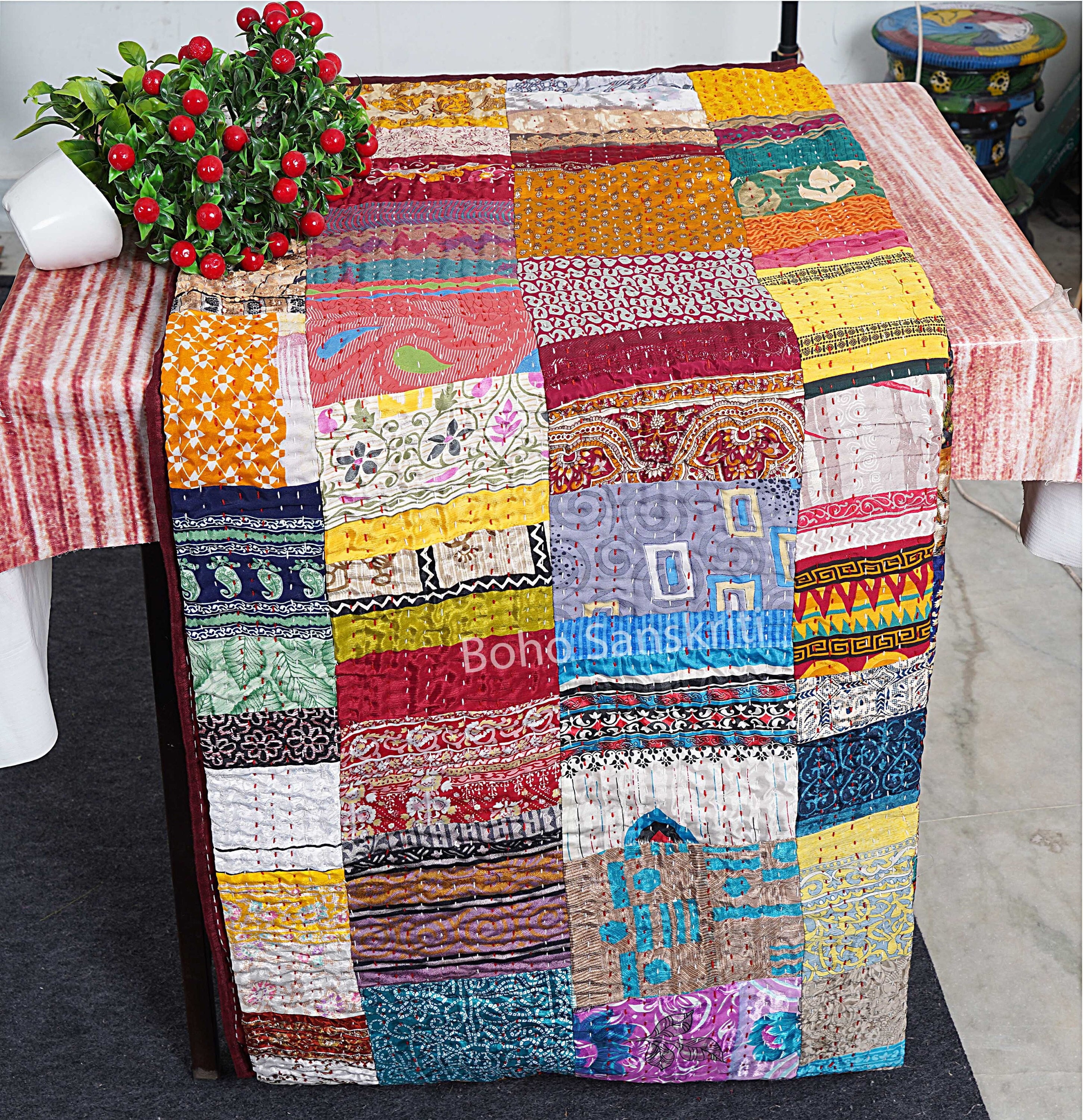 Kantha patchwork quilt hotsell