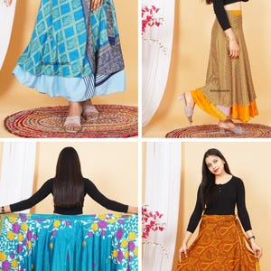 Indian Vintage handmade Silk Wrap Skirts Wholesale Lot (Assorted Colors)