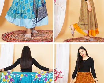 Indian Vintage handmade Silk Wrap Skirts Wholesale Lot (Assorted Colors)