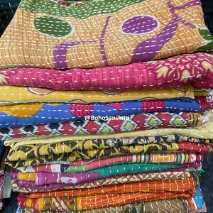 Vintage Cotton Kantha Scarf Set: Bohemian Reversible Stoles, Handmade image 9