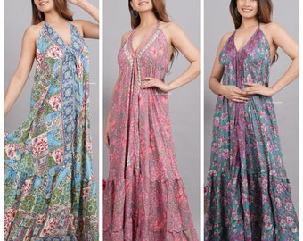 Wholesale lot Of Night Gown Women Nightwear Gown Dress  Silk Dress Indian vintage handmade Silk Dress Maxi Dress Boho Dress Hippie