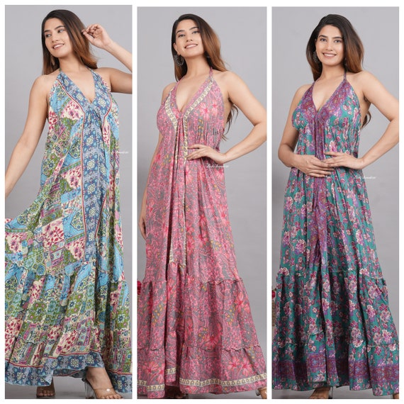 Wholesale Lot of Night Gown Women Nightwear Gown Dress Silk Dress Indian Vintage Handmade Silk Dress Maxi Dress Boho Dress Hippie Etsy