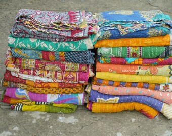Wholesale Lot Of Indian Vintage Kantha Quilt Handmade Throw Reversible Blanket Bedspread Cotton Fabric BOHEMIAN quilt Boho Bedding Covers