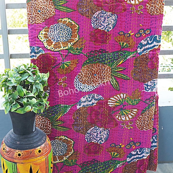 Couvre-lit en coton indien Kantha couette Kantha Quilt Queen Size Gudari belle couette indienne cousue à la main Kantha