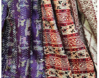 Wholesale Lots Indian Kantha Art Silk Vintage Scarf Handmade Scarf For Mother's Day And Return Gifts