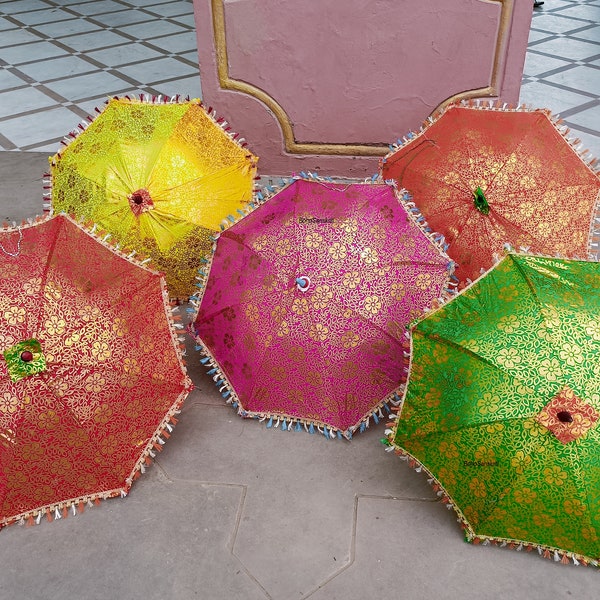 Lotes al por mayor Decoración de bodas indias Paraguas Decoración Paraguas Mehndi Decoración Paraguas Fiesta Parasol Decoración de bodas Paraguas Parasoles Sol