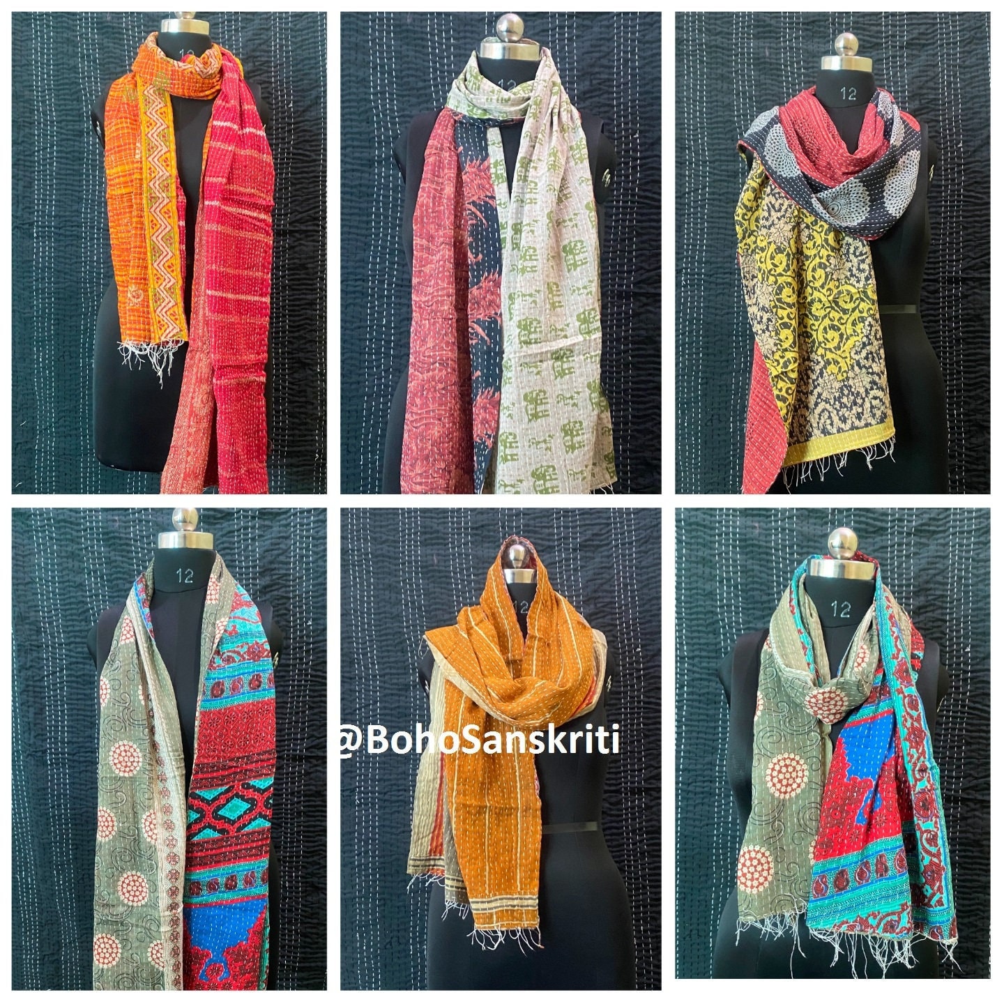 Wholesale Lots Indian Scarf Cotton Scarves Kantha Scarves Vintage