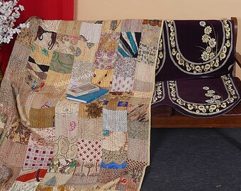 Bohemian Patchwork Quilt Kantha Quilt Handmade Vintage Quilts Boho King Size Bedding Throw Blanket Bedspread Quilting Hippie Quilts For Sale