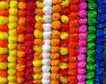 30 guirnaldas de caléndula india, decoración para bodas, guirnaldas de flores artificiales de 1,3 m
