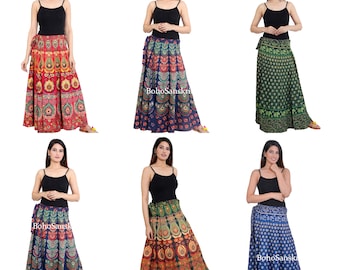 Wholesale Lots Indian handmade Cotton Skirts Boho Skirts Floral Printed Maxi Long Cotton Skirts Handmade Wrap Bohemian Skirt FREE SHIPPING