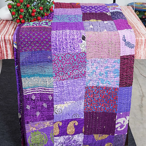 Bohemian Patchwork Quilt Kantha Quilt Handmade Vintage Quilts King Size Bedding Throw Blanket Bedspread Quilting Hippie Quilt