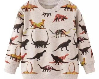 Boy's Sweatshirts, Dinosaur Prints Pullover, Kid's Character Sweatshirt