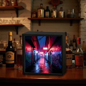 Cyberpunk Neon Street Night Light – Futuristic LED Lamp, Sci-Fi City Glow, Dark Cyberpunk Alley Decor, Dystopian Room Light, Gamer Gift