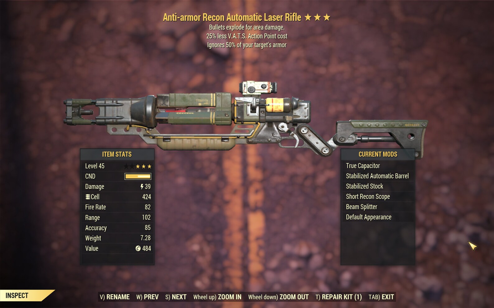 Fallout 76 PC AntiArmor Laser Rifle AntiArmor Explosive Etsy