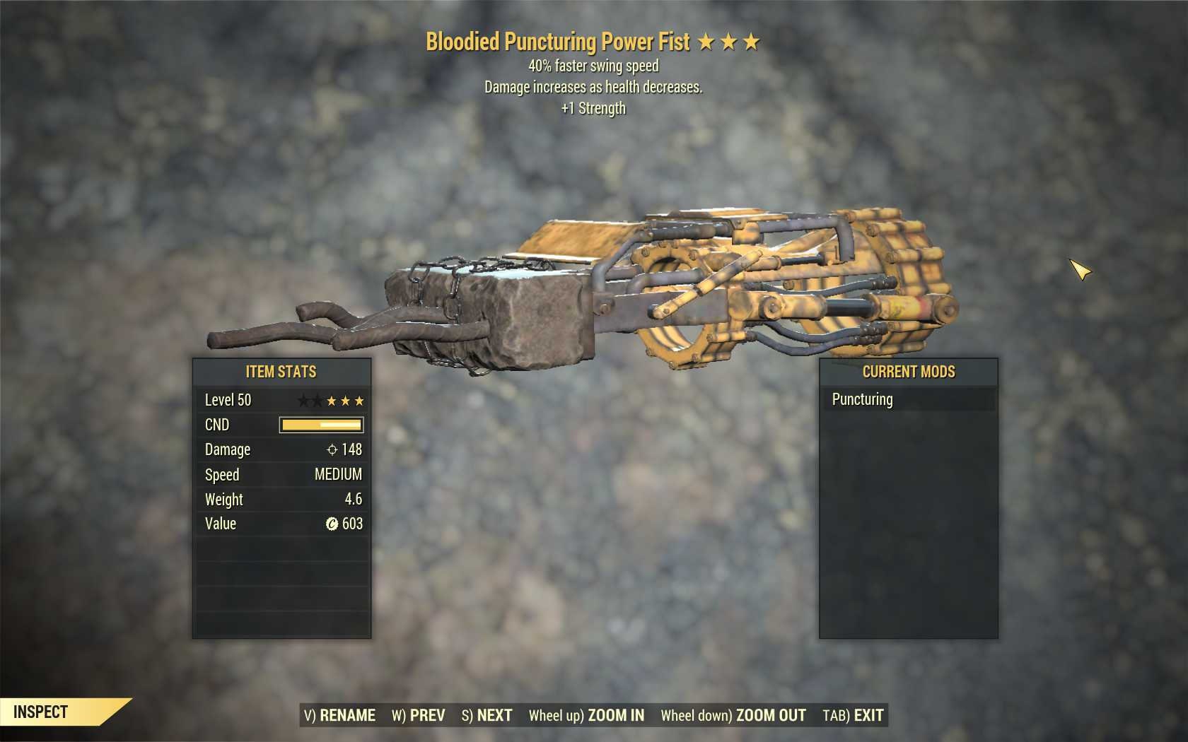 Fallout 76 PC Bloodied Power Fist Bloodied 40 faster Etsy