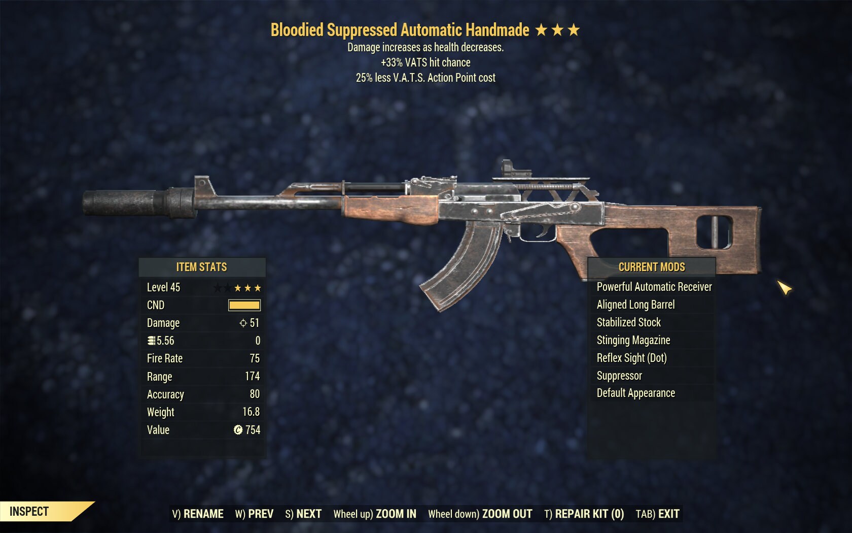 Fallout 76 PC Bloodied Handmade Bloodied 33 vats hit Etsy