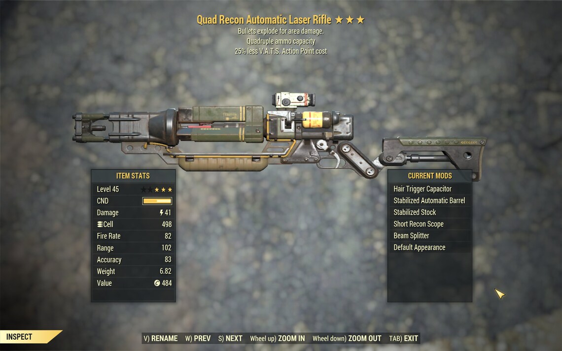 Fallout 76 PC Quad Laser Rifle Quad Explosive 25 less Etsy