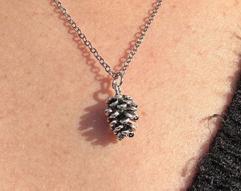 Pine cone necklace, Tiny pine cone charm, nature inspired jewelry, nature necklace, woodland necklace, forest jewelry, pine necklace, plants