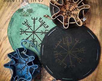 Viking Rune pouch, bushcraft pouch, Vegvisir, Aegishjalmur, Icelandic Compass, Casting pouch, Bushcraft, Survival, EDC