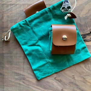 JADE GREEN CHESTNUT Gathering / Foraging Bag - Folding Collapsable Drawstring Bushcraft Bag - Belt Pouch - Belt Bag -