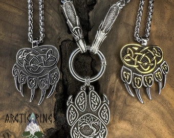 HEAVY Viking Paw Necklace, viking accessories, norse jewelry, nordic amulet, tree of life, nordic pendant, viking rune, viking costume