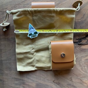 BEIGE TAWNY Gathering / Foraging Bag - Folding Collapsable Drawstring Bushcraft Bag - Belt Pouch - Belt Bag - Mushroom bag - berry bag