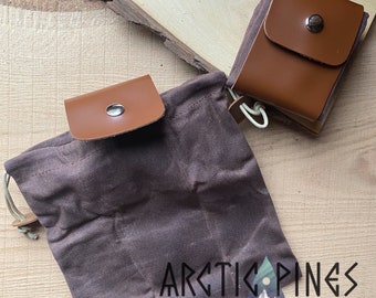 BROWN CHESTNUT Gathering / Foraging Bag - Folding Collapsable Drawstring Bushcraft Bag - Belt Pouch - Belt Bag - Mushroom bag - berry bag