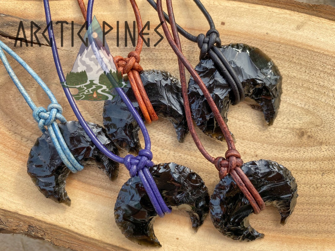 Icelandic Obsidian Crescent Moon Necklace - Adjustable Length