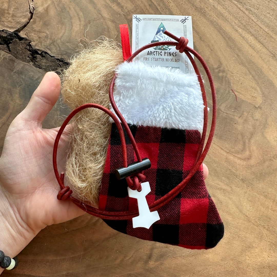 THORS HAMMER Mjolnir Fire Starting Necklace in Mini Buffalo Plaid