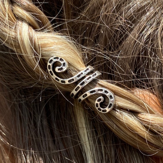 Small Viking Hair Beads Long Viking Spiral Charms Beads for Hair