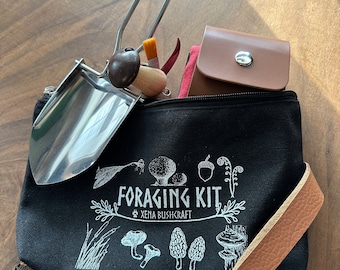 Foraging Kit with Mushroom brush, Foraging bag, Bushcraft bag, Mushroom hunting, Mushroom bag, gardening bag, survival gear, morel bag