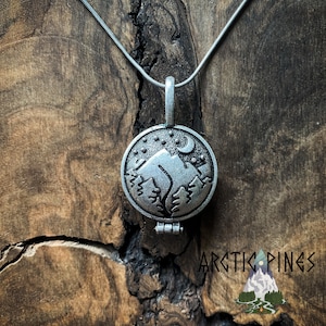 Mountain valley locket necklace, secret compartment necklace, hidden treasure necklace, nature inspired, forest locket, mountain tree locket